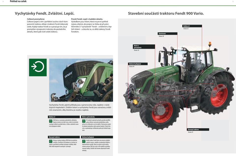 Každý traktor Fendt se vyznačuje tím, že je promyšlen vývojovými inženýry do posledního detailu, které pak tvoří celek traktoru. Prostě Fendt. Lepší v každém detailu.