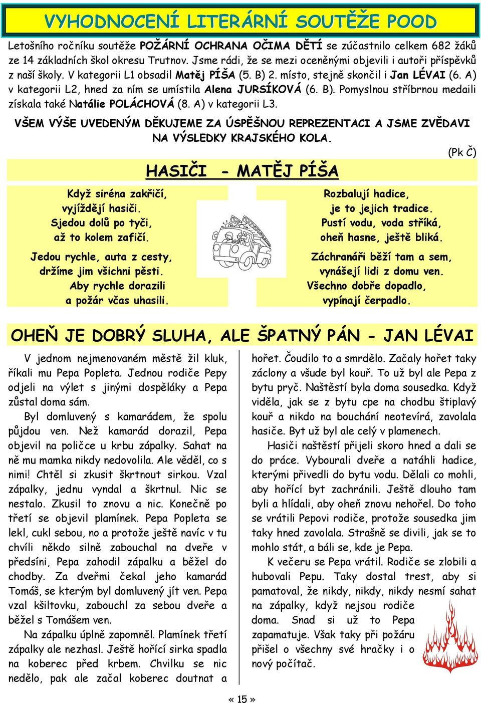 A) v kategorii L2, hned za ním se umístila Alena JURSÍKOVÁ (6. B). Pomyslnou stříbrnou medaili získala také Natálie POLÁCHOVÁ (8. A) v kategorii L3.