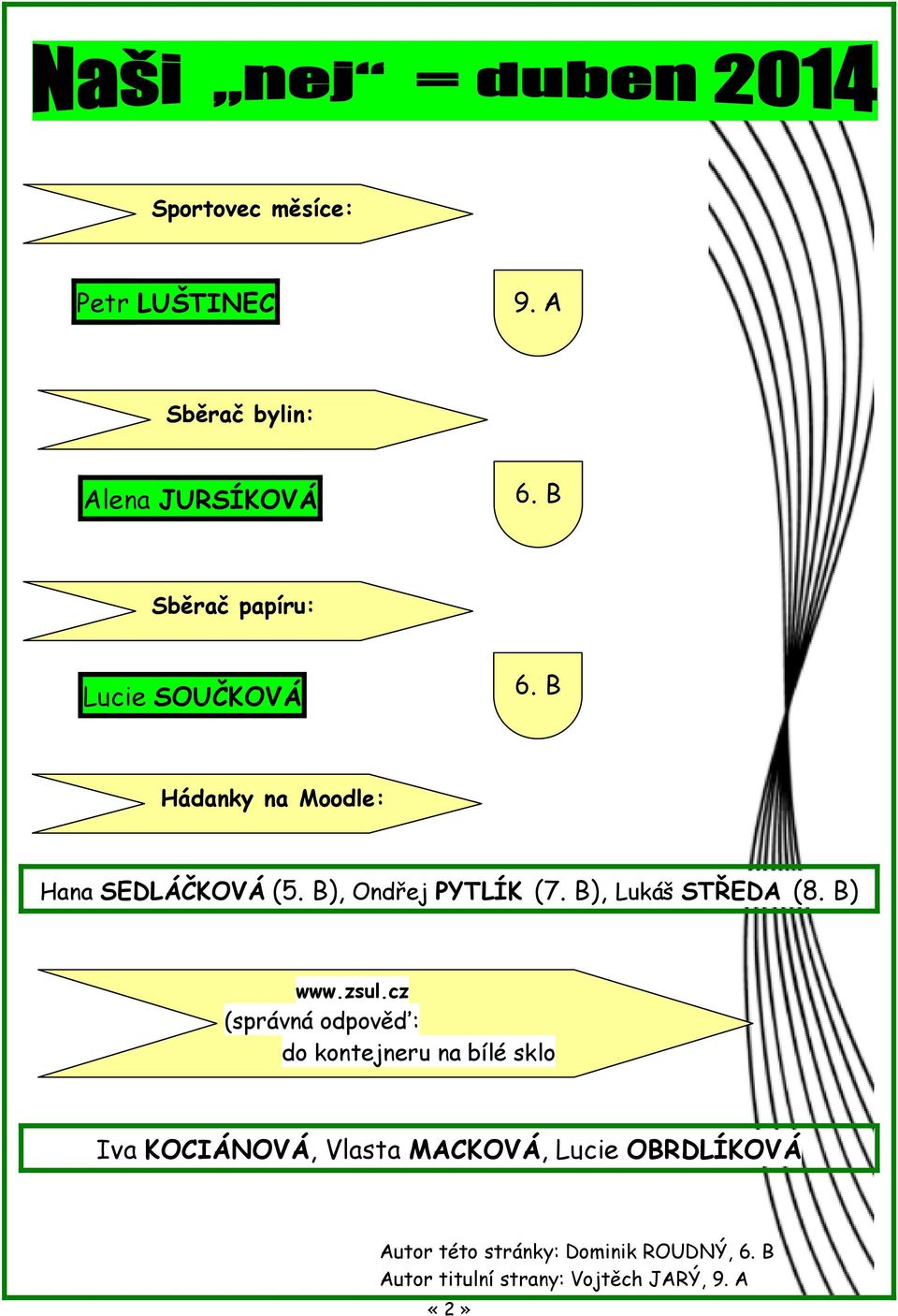 B), Ondřej PYTLÍK (7. B), Lukáš STŘEDA (8. B) www.zsul.