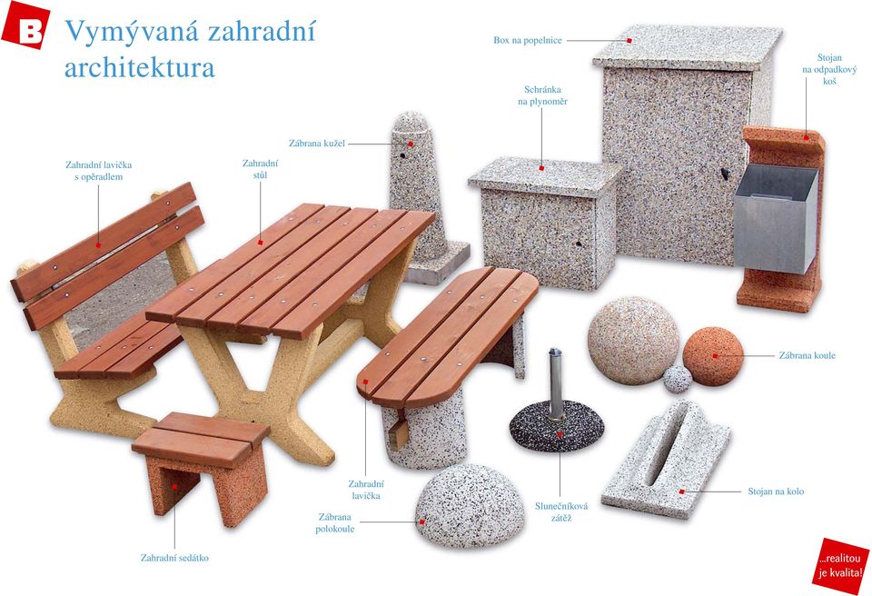 lavička s opěradlem Zahradní stůl Zábrana koule Zábrana