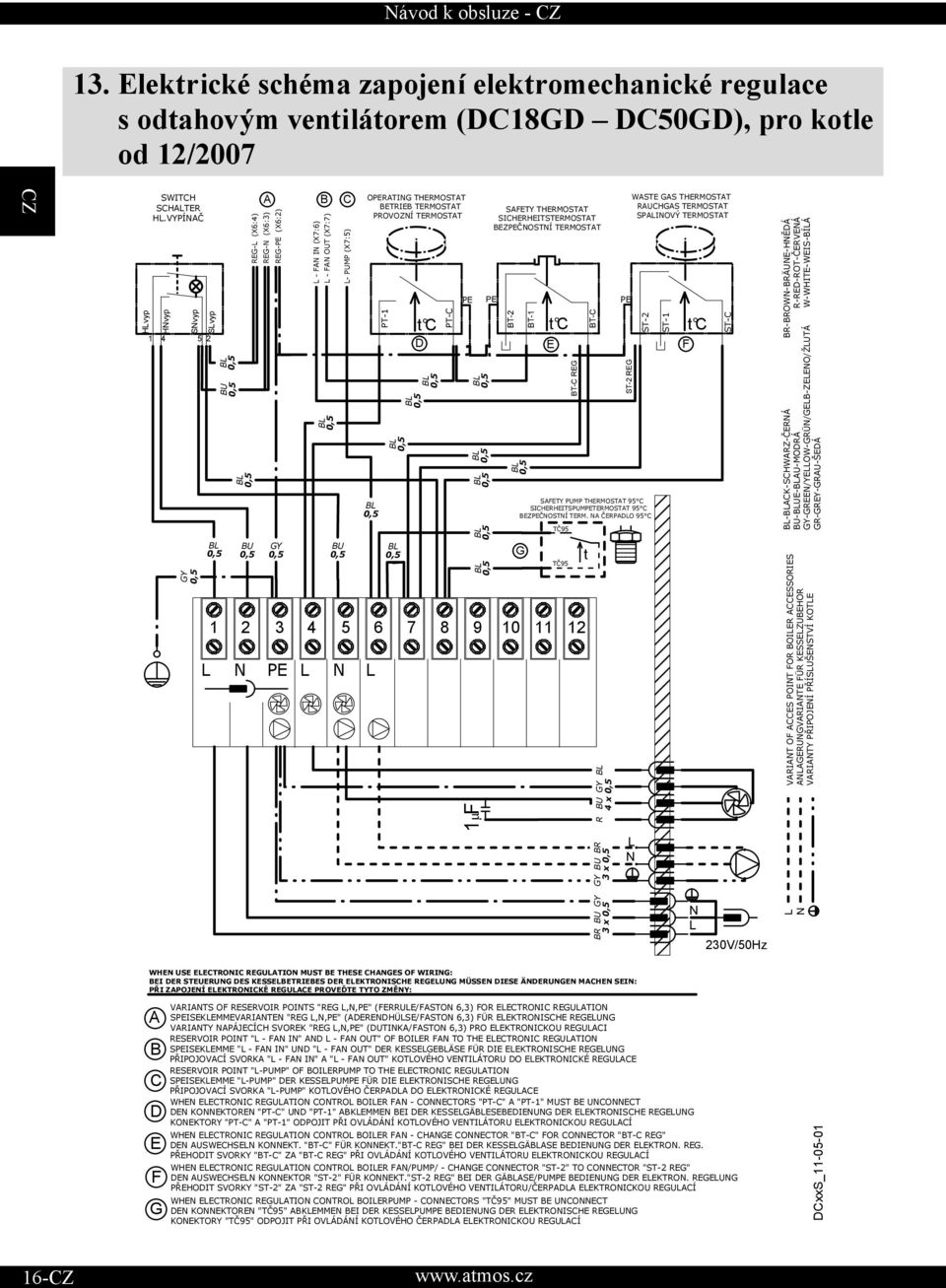 TERMOSTAT PROVOZNÍ TERMOSTAT L PT 1 t C D PT C PE 1 µ F SAFETY THERMOSTAT SICHERHEITSTERMOSTAT BEZPEČNOSTNÍ TERMOSTAT PE BT-2 BT-1 SAFETY PUMP THERMOSTAT 95 C SICHERHEITSPUMPETERMOSTAT 95 C