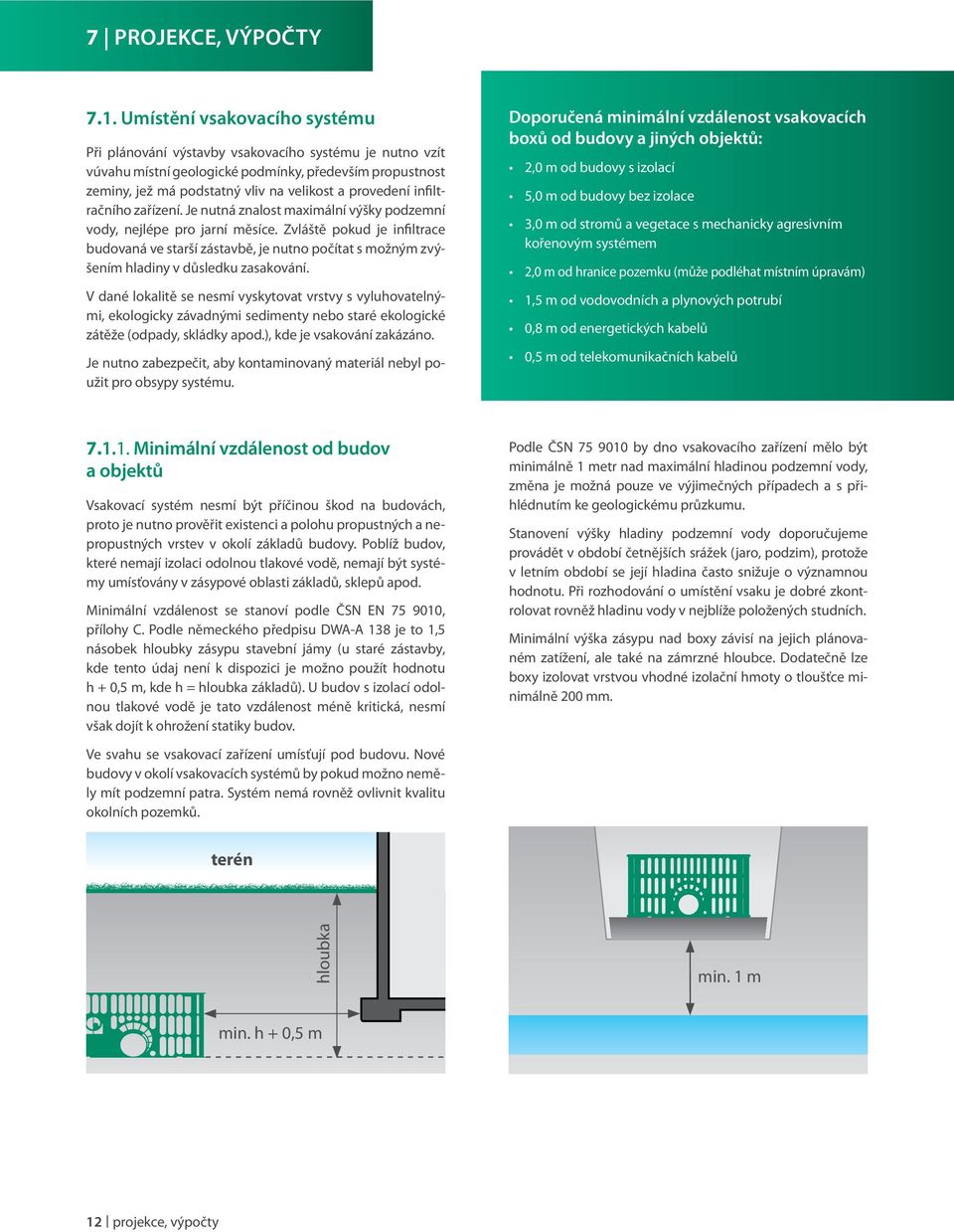 infiltračního zařízení. Je nutná znalost maximální výšky podzemní vody, nejlépe pro jarní měsíce.