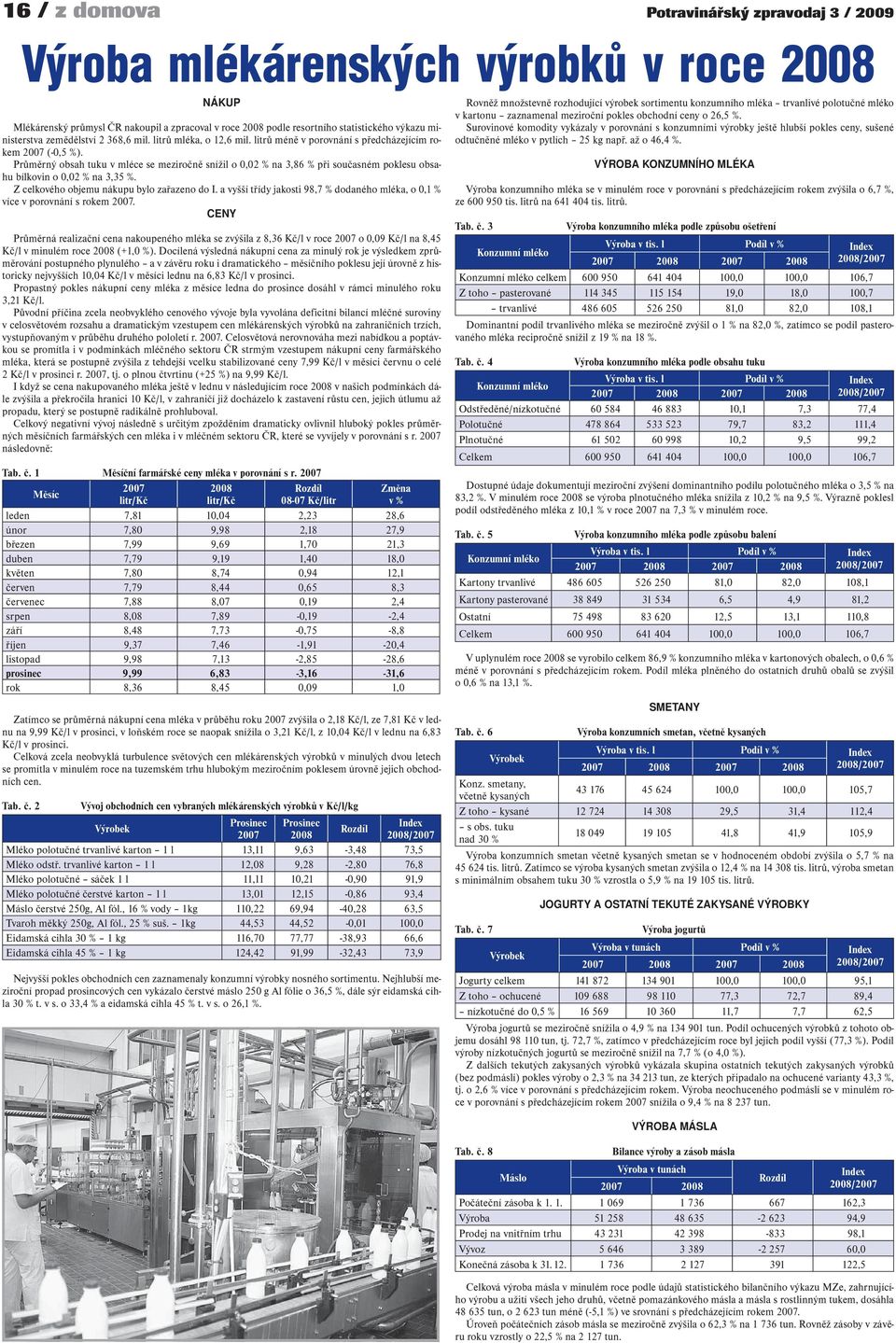 Průměrný obsah tuku v mléce se meziročně snížil o 0,02 % na 3,86 % při současném poklesu obsahu bílkovin o 0,02 % na 3,35 %. Z celkového objemu nákupu bylo zařazeno do I.
