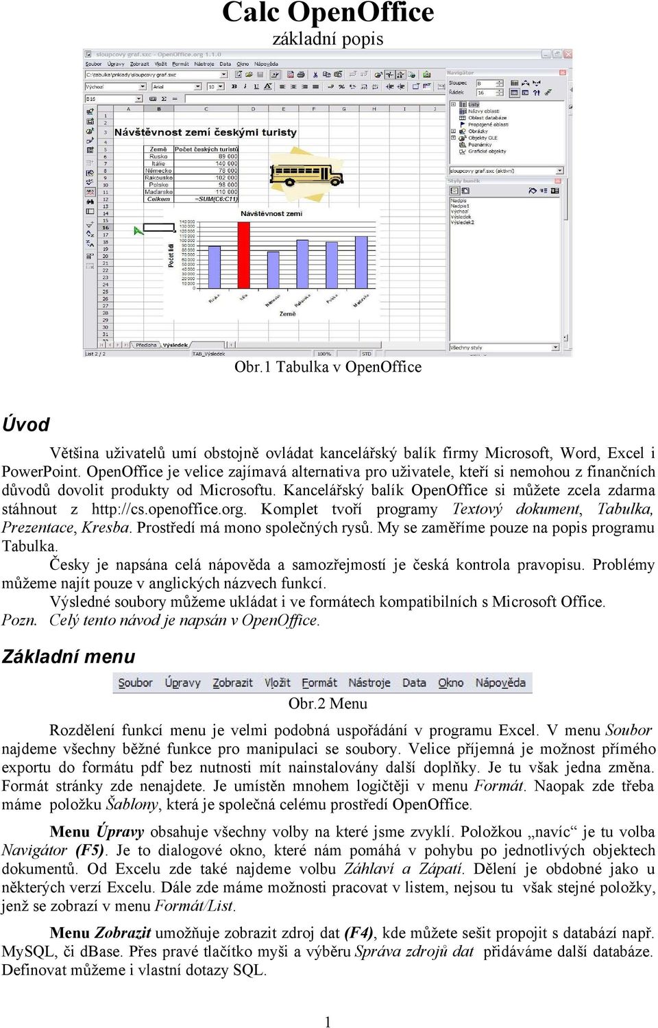 openoffice.org. Komplet tvoří programy Textový dokument, Tabulka, Prezentace, Kresba. Prostředí má mono společných rysů. My se zaměříme pouze na popis programu Tabulka.