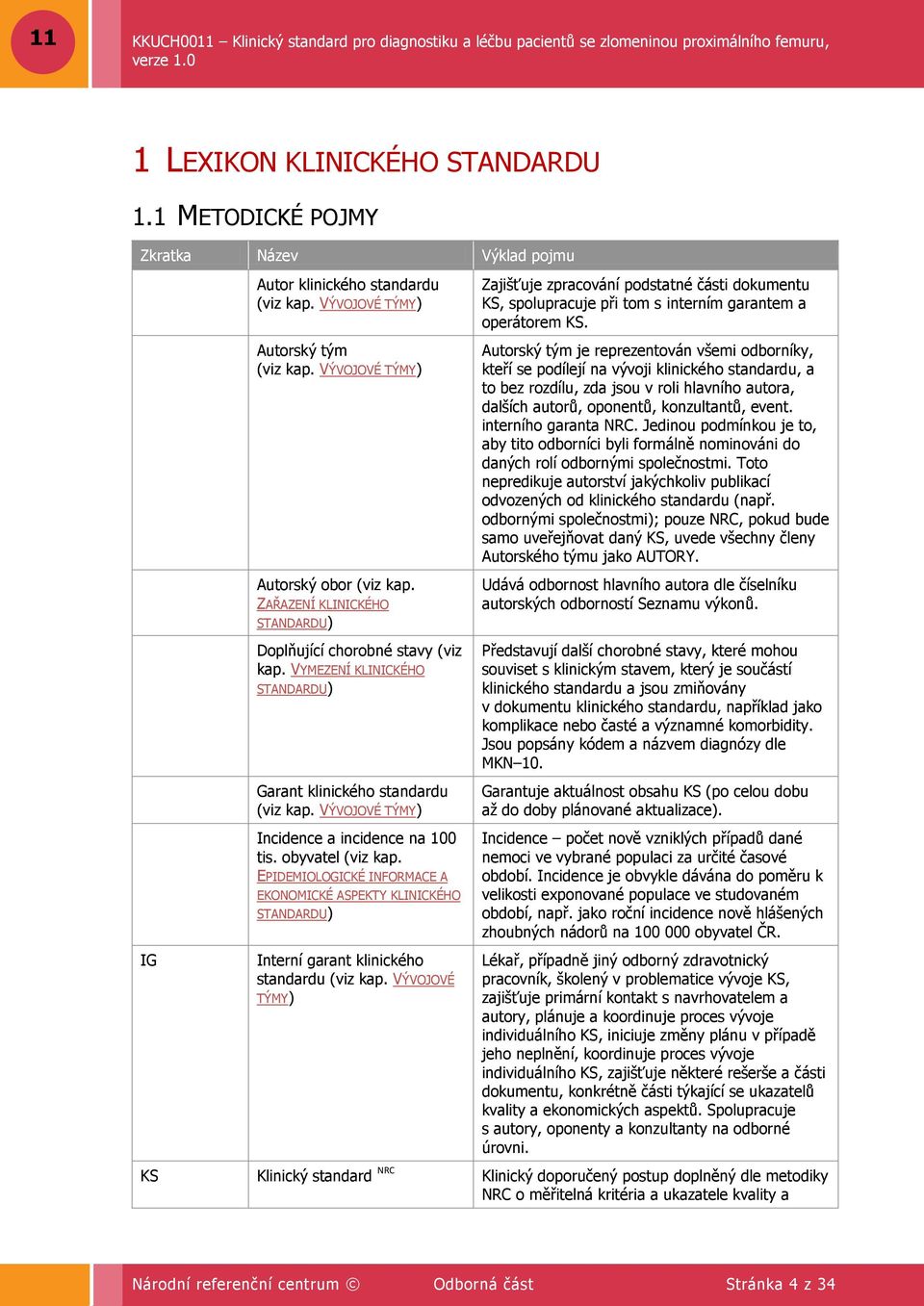 obyvatel (viz kap. EPIDEMIOLOGICKÉ INFORMACE A EKONOMICKÉ ASPEKTY KLINICKÉHO STANDARDU) Interní garant klinického standardu (viz kap.