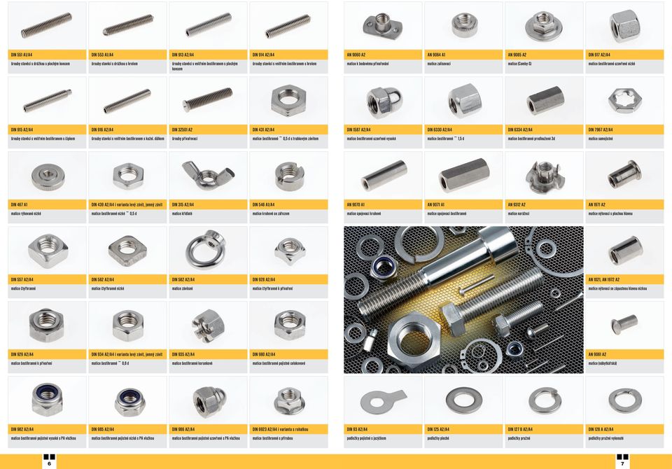 A2/A4 DIN 32501 A2 DIN 431 A2/A4 DIN 1587 A2/A4 DIN 6330 A2/A4 DIN 6334 A2/A4 DIN 7967 A2/A4 šrouby stavěcí s vnitřním šestihranem s čípkem šrouby stavěcí s vnitřním šestihranem s kužel.