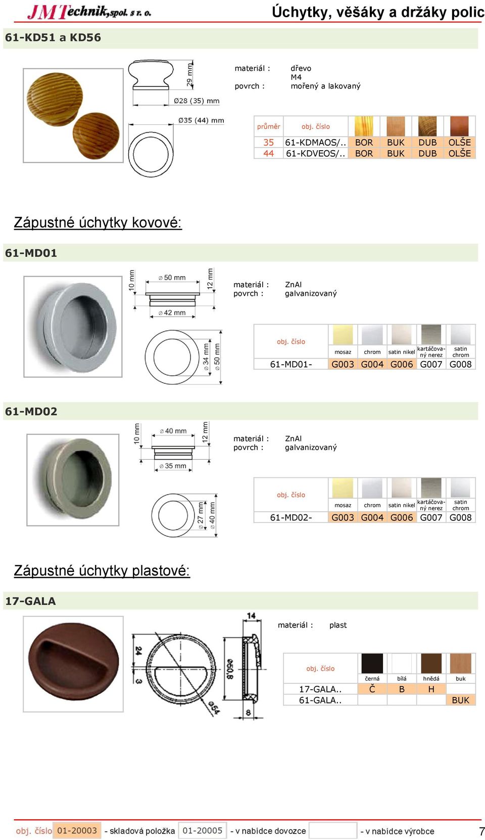 . BOR BUK DUB OLŠE Zápustné úchytky kovové: 61-MD01 61-MD01- nikel kartáčovaný G003