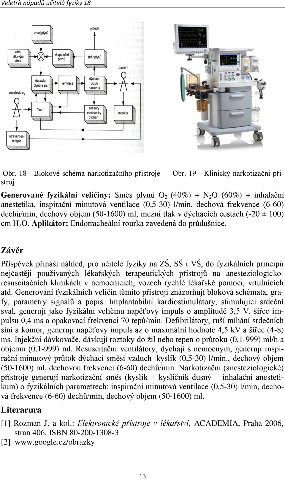 frekvence (6-60) dechů/min, dechový objem (50-1600) ml, mezní tlak v dýchacích cestách (-20 ± 100) cm H 2 O. Aplikátor: Endotracheální rourka zavedená do průdušnice.