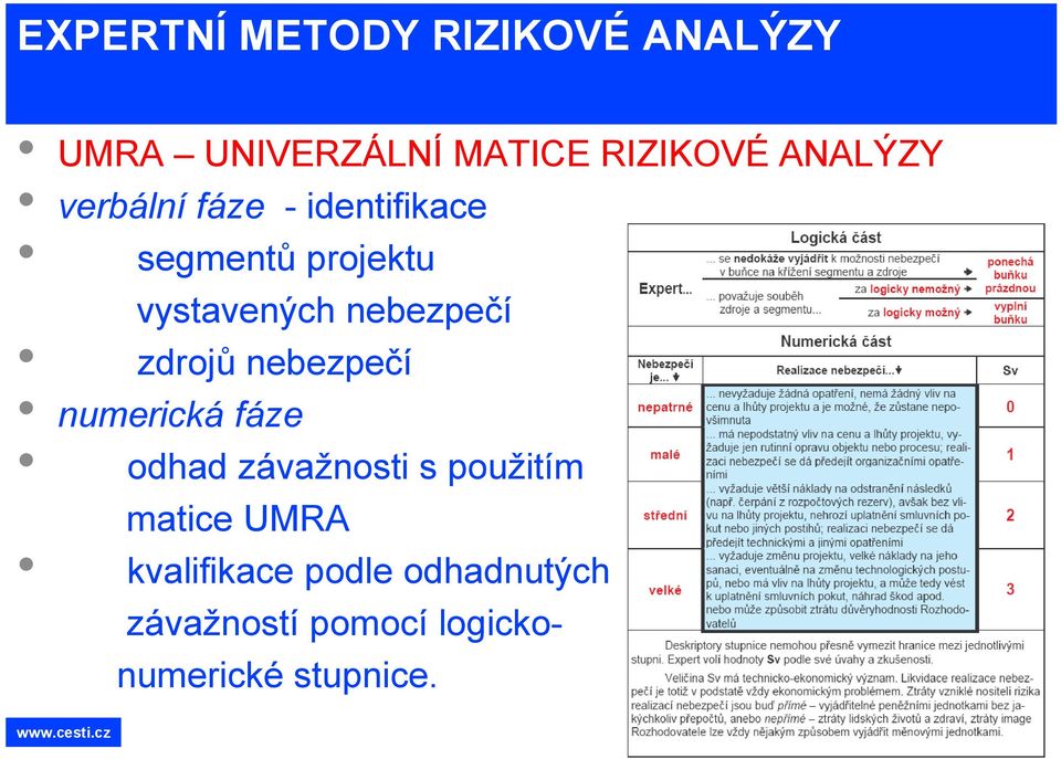 nebezpečí zdrojů nebezpečí numerická fáze odhad závažnosti s použitím