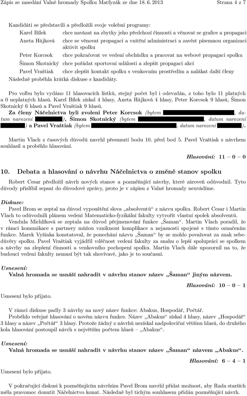 chce se věnovat propagaci a vnitřní administraci a zavést písemnou organizaci aktivit spolku chce pokračovat ve vedení obchůdku a pracovat na webové propagaci spolku Šimon Skotnický chce pořádat