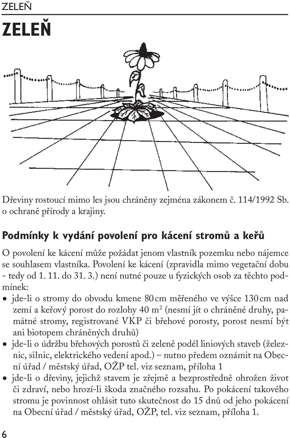 Povolení ke kácení (zpravidla mimo vegetační dobu - tedy od 1. 11. do 31