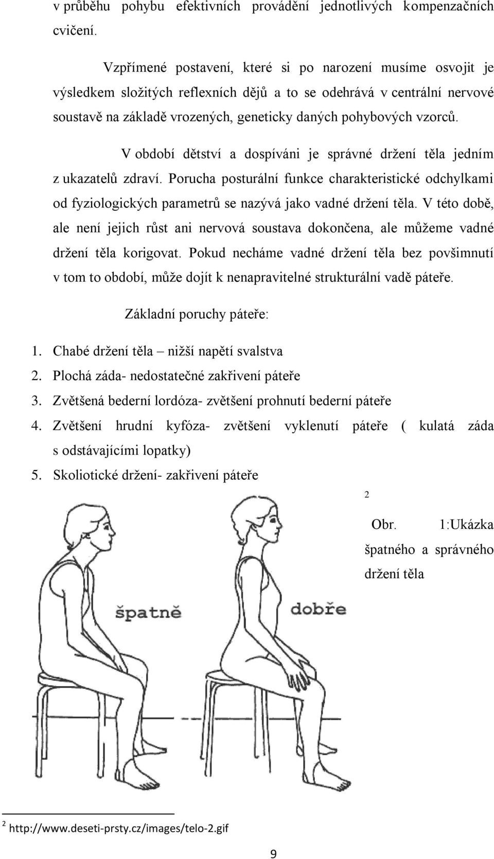 V období dětství a dospíváni je správné držení těla jedním z ukazatelů zdraví. Porucha posturální funkce charakteristické odchylkami od fyziologických parametrů se nazývá jako vadné držení těla.