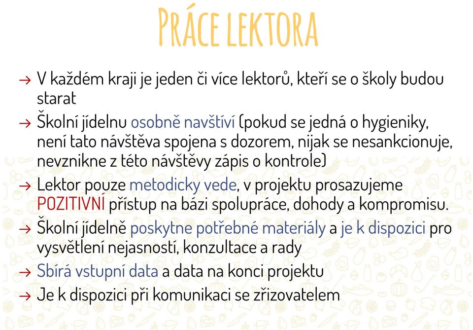 metodicky vede, v projektu prosazujeme POZITIVNÍ přístup na bázi spolupráce, dohody a kompromisu.