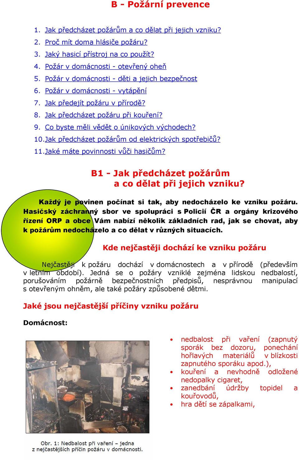 Jak předcházet požárům od elektrických spotřebičů? 11.Jaké máte povinnosti vůči hasičům? B1 - Jak předcházet požárům a co dělat při jejich vzniku?