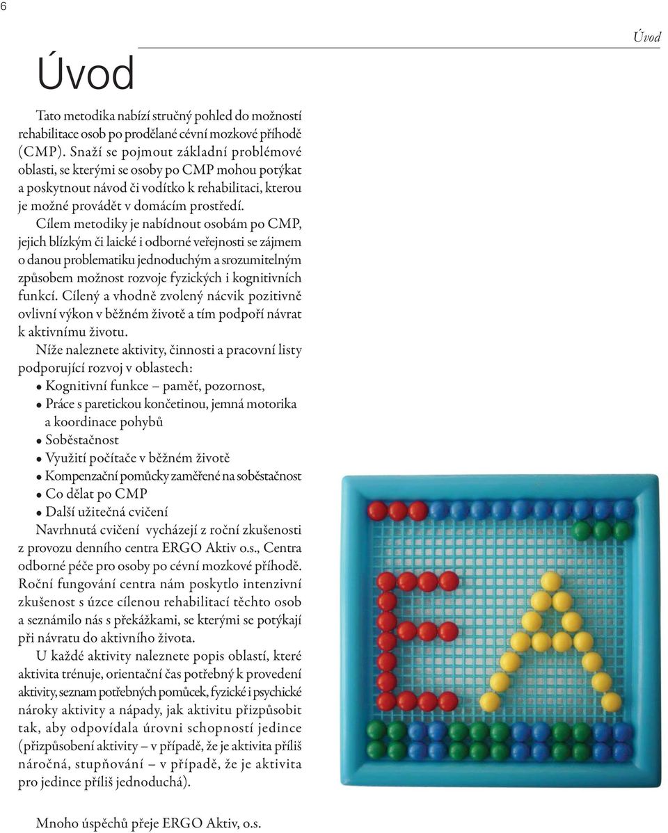 Cílem metodiky je nabídnout osobám po CMP, jejich blízkým či laické i odborné veřejnosti se zájmem o danou problematiku jednoduchým a srozumitelným způsobem možnost rozvoje fyzických i kognitivních