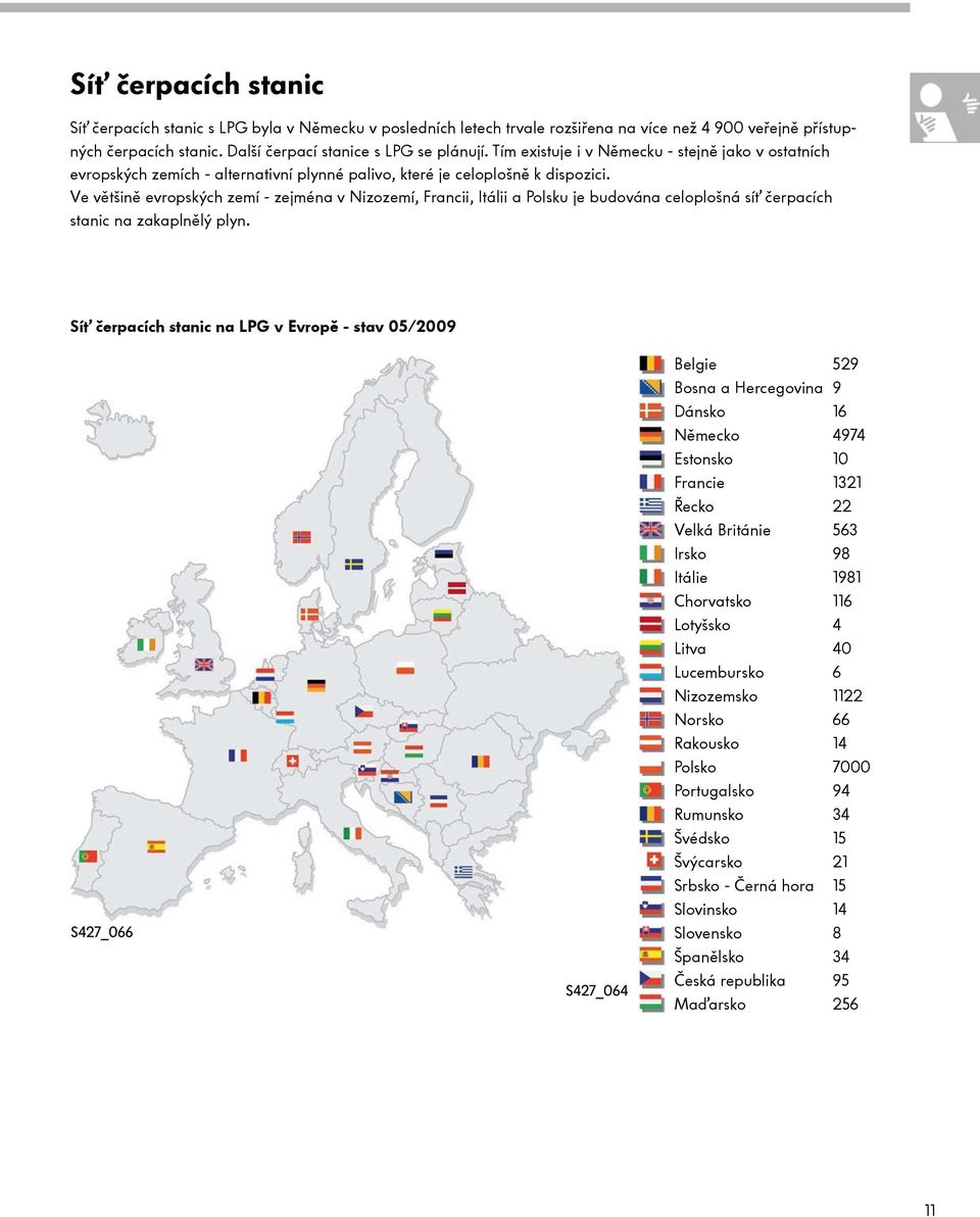 Ve většině evropských zemí - zejména v Nizozemí, Francii, Itálii a Polsku je budována celoplošná síť čerpacích stanic na zakaplnělý plyn.