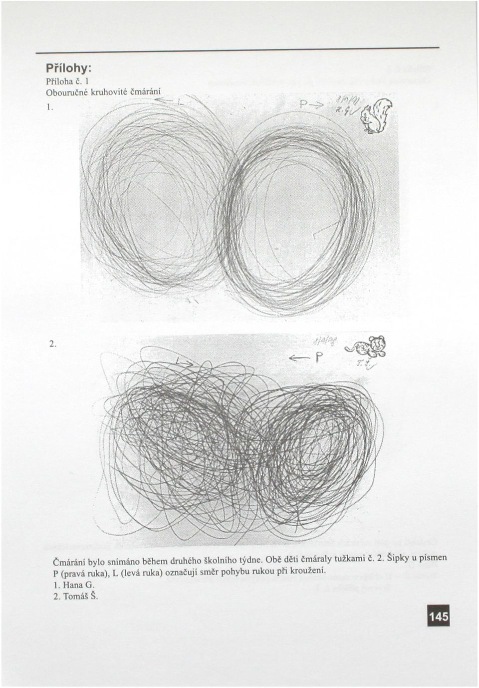 druhého školního týdne. Obé dčti čmáraly tužkami č. 2.