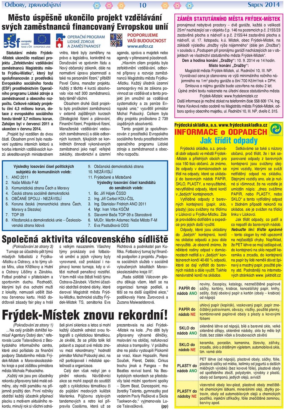 rozpočtu. Celkové náklady projektu činí 4,3 milionu korun, dotace z evropského sociálního fondu téměř 3,7 milionu korun. Zahájen byl v červenci 2011 a ukončen v červnu 2014.