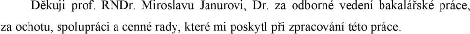 za odborné vedení bakalářské práce, za