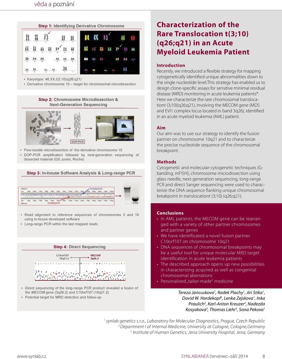 Step 3: In-house Software Analysis & Long-range PCR breakpoint Characterization of the Rare Translocation t(3;10) (q26;q21) in an Acute Myeloid Leukemia Patient Introduction Recently, we introduced a