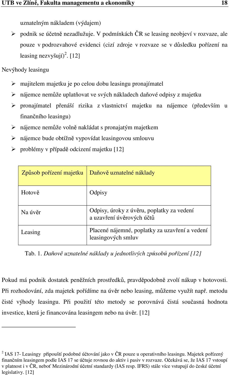 [12] Nevýhody leasingu majitelem majetku je po celou dobu leasingu pronajímatel nájemce nemůže uplatňovat ve svých nákladech daňové odpisy z majetku pronajímatel přenáší rizika z vlastnictví majetku