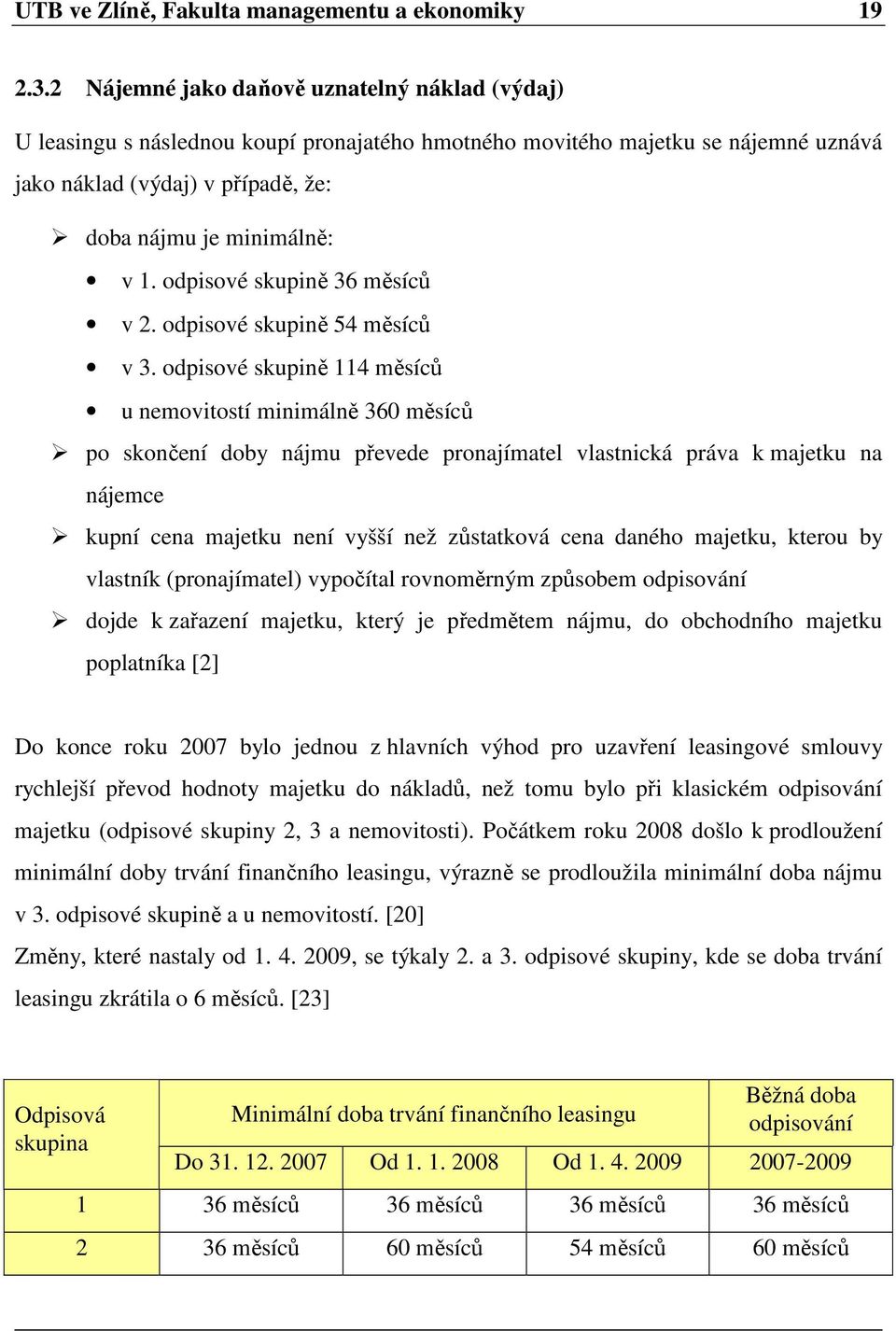 odpisové skupině 36 měsíců v 2. odpisové skupině 54 měsíců v 3.