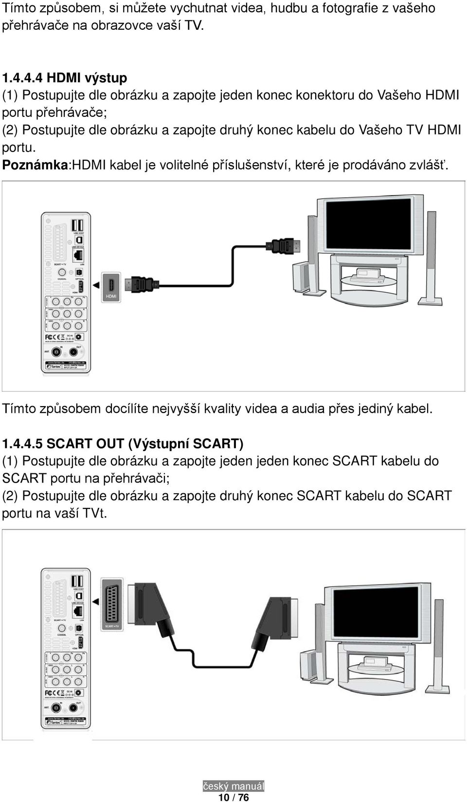 Vašeho TV HDMI portu. Poznámka:HDMI kabel je volitelné příslušenství, které je prodáváno zvlášť.