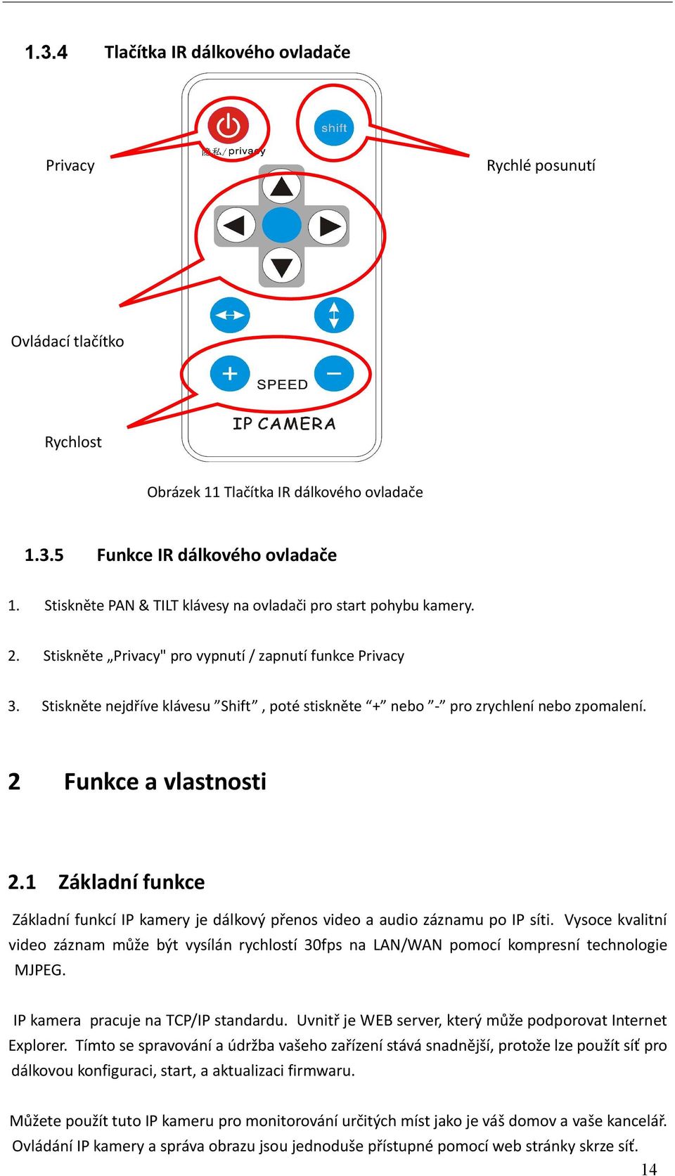 Stiskněte nejdříve klávesu Shift, poté stiskněte + nebo - pro zrychlení nebo zpomalení. 2 Funkce a vlastnosti 2.