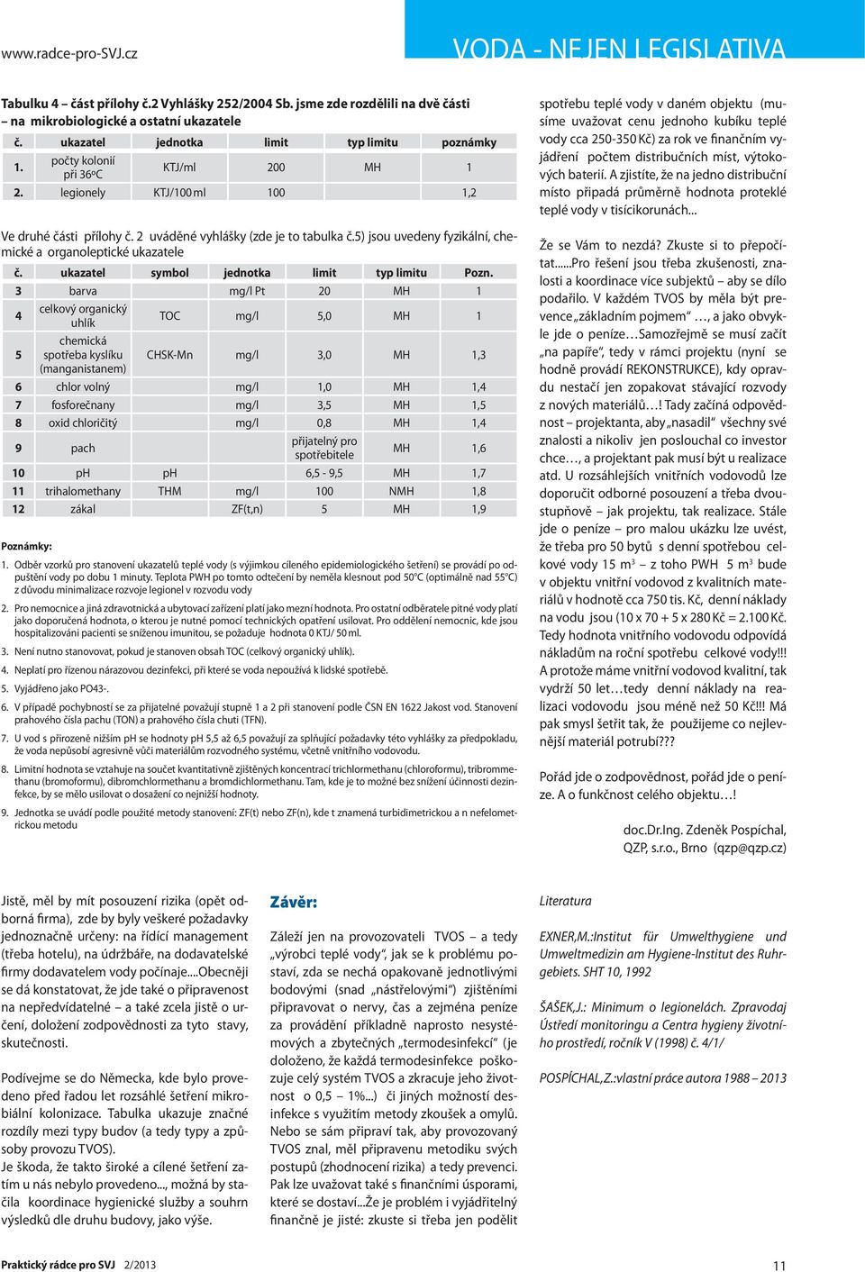 5) jsou uvedeny fyzikální, chemické a organoleptické ukazatele č. ukazatel symbol jednotka limit typ limitu Pozn.