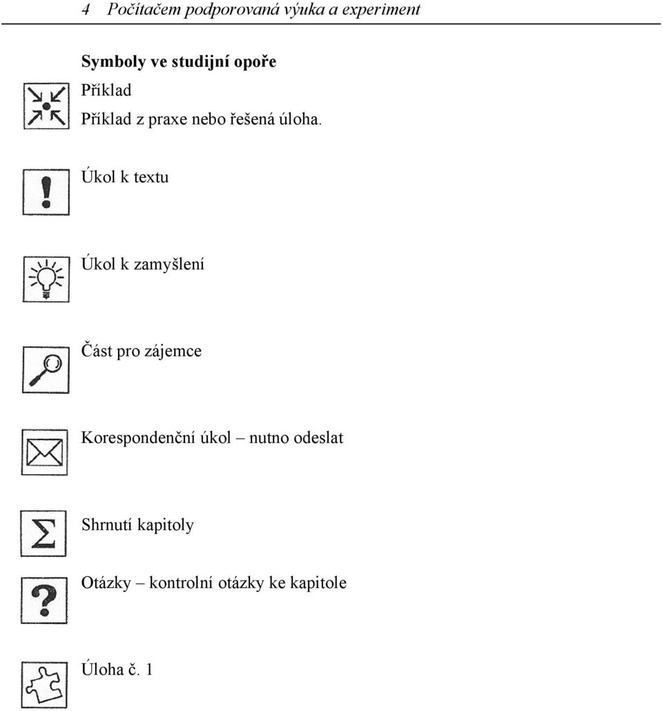 Úkol k textu Úkol k zamyšlení Část pro zájemce Korespondenční
