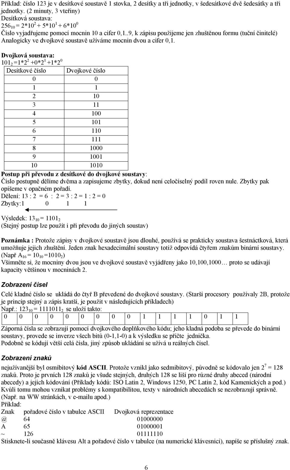 .9, k zápisu použijeme jen zhuštěnou formu (tuční činitelé) Analogicky ve dvojkové soustavě užíváme mocnin dvou a cifer 0,1.