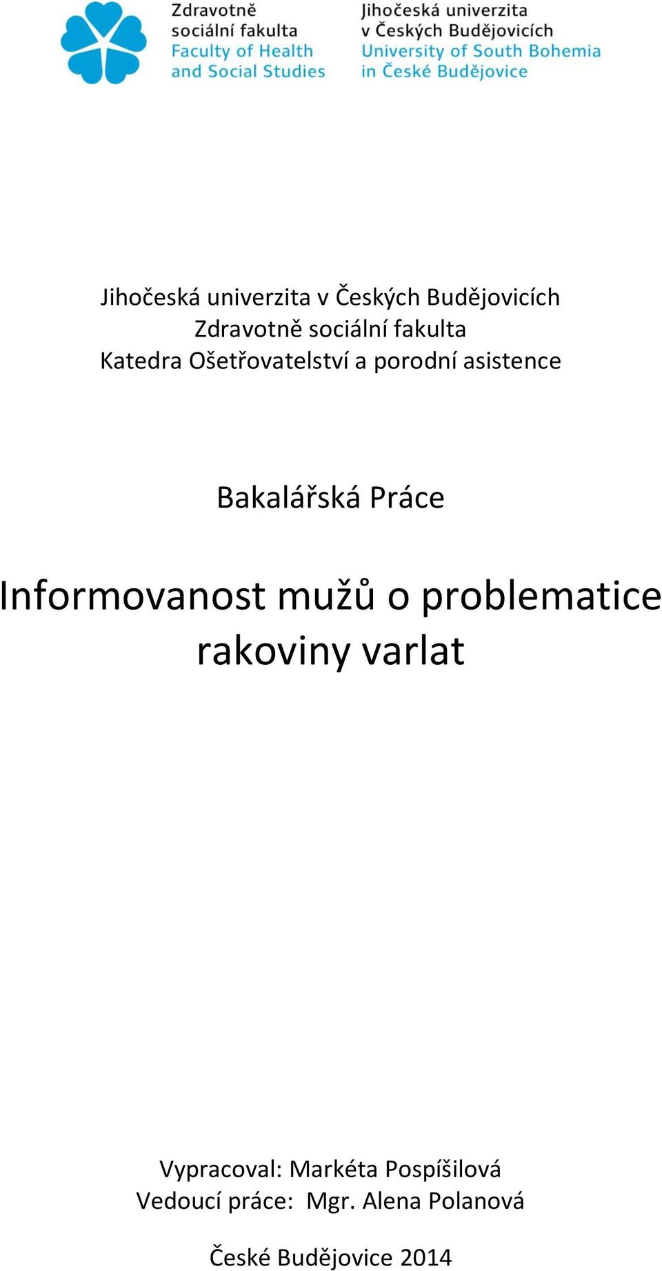 Práce Informovanost mužů o problematice rakoviny varlat Vypracoval: