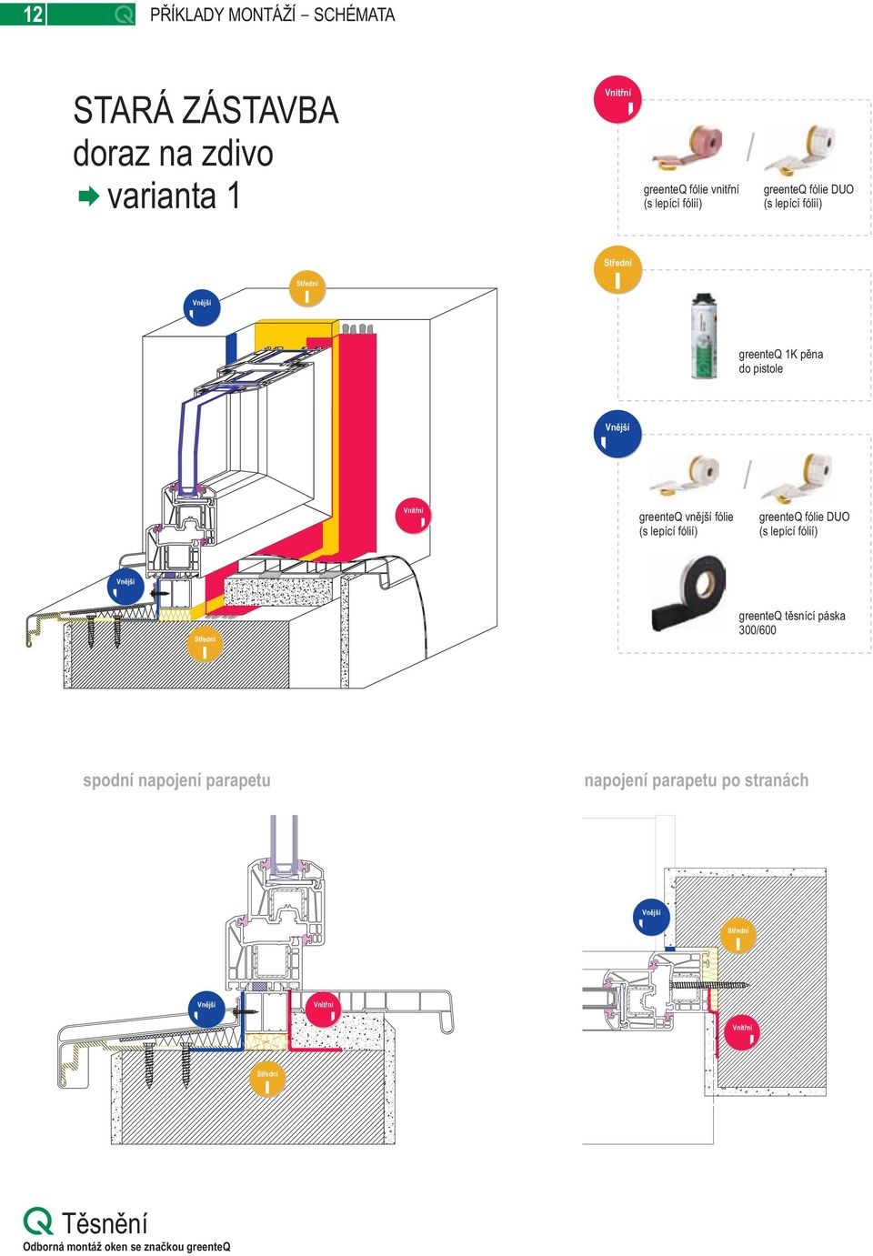 fólie greenteq těsnící páska 300600 spodní napojení parapetu