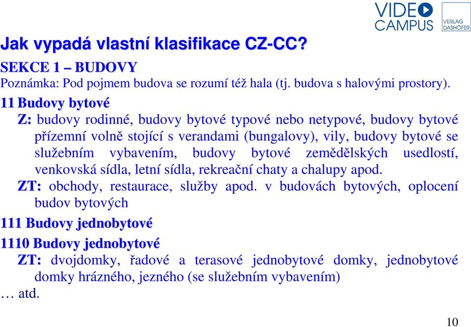 služebním vybavením, budovy bytové zemědělských usedlostí, venkovská sídla, letní sídla, rekreační chaty a chalupy apod. ZT: obchody, restaurace, služby apod.