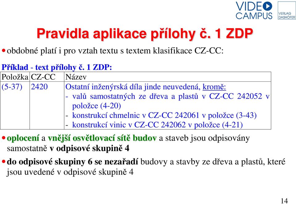 položce (4-20) - konstrukcí chmelnic v CZ-CC 242061 v položce (3-43) - konstrukcí vinic v CZ-CC 242062 v položce (4-21) oplocení a vnější