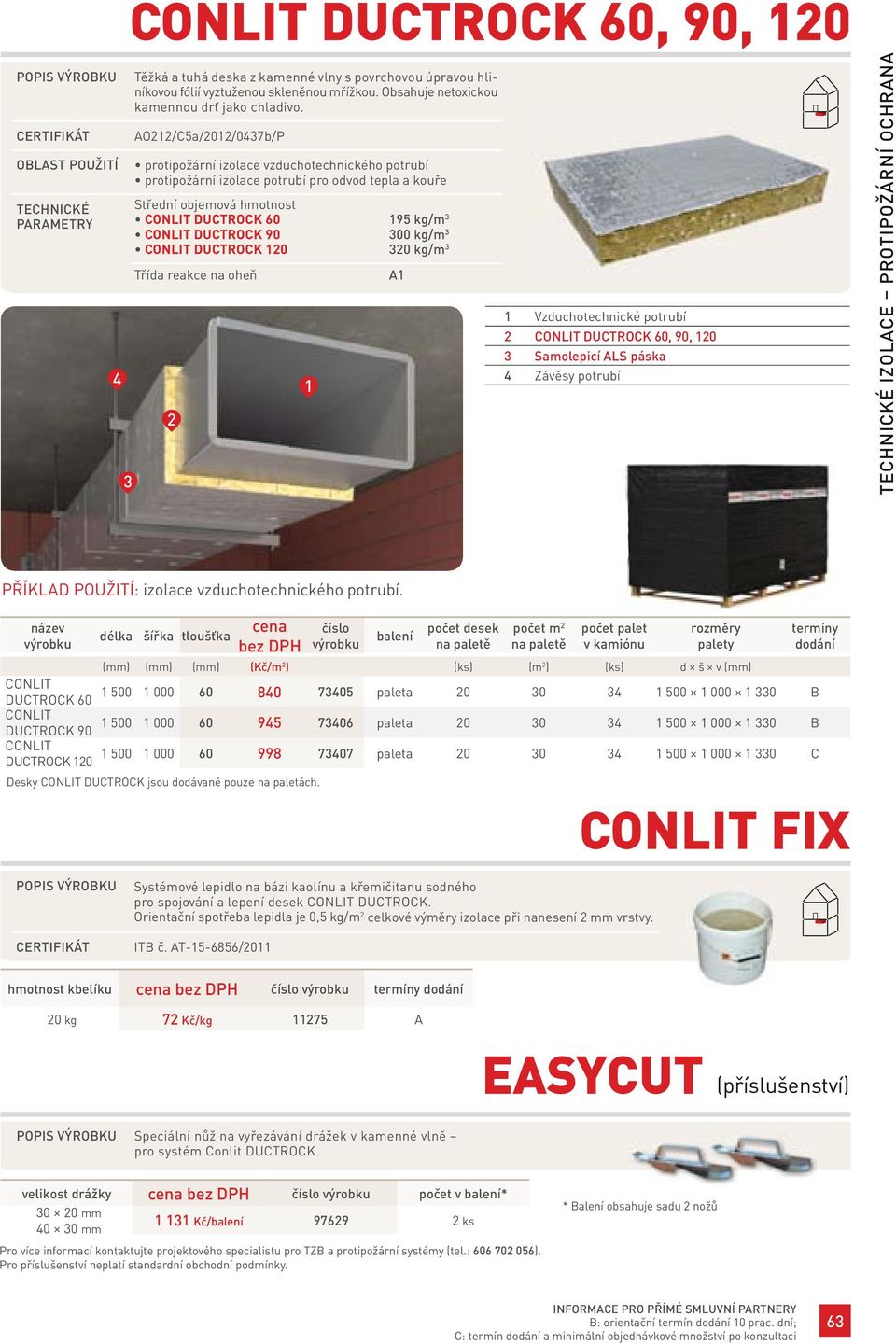 AO1/C5a/01/0437b/P protipožární izolace vzduchotechnického potrubí protipožární izolace potrubí pro odvod tepla a kouře Střední objemová hmotnost CONLIT DUCTROCK 60 CONLIT DUCTROCK 90 CONLIT DUCTROCK
