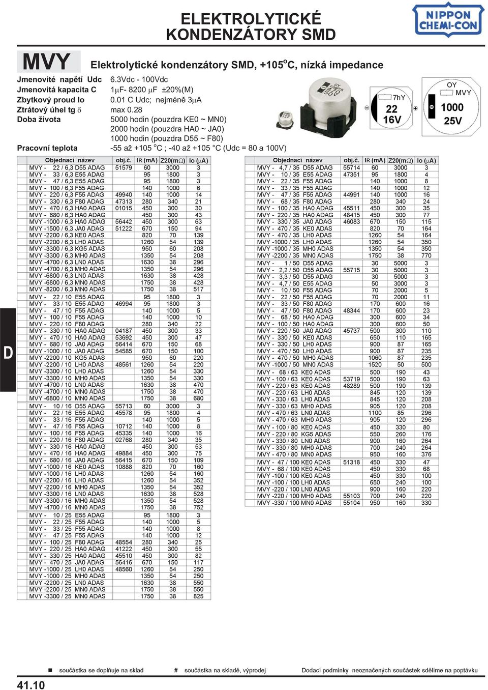 MVY - 33 / 6,3 E55 AAG 95 1800 3 MVY - 47 / 6,3 E55 AAG 95 1800 3 MVY - 100 / 6,3 F55 AAG 140 1000 6 MVY - 220 / 6,3 F55 AAG 49940 140 1000 14 MVY - 330 / 6,3 F80 AAG 47313 280 340 21 MVY - 470 / 6,3