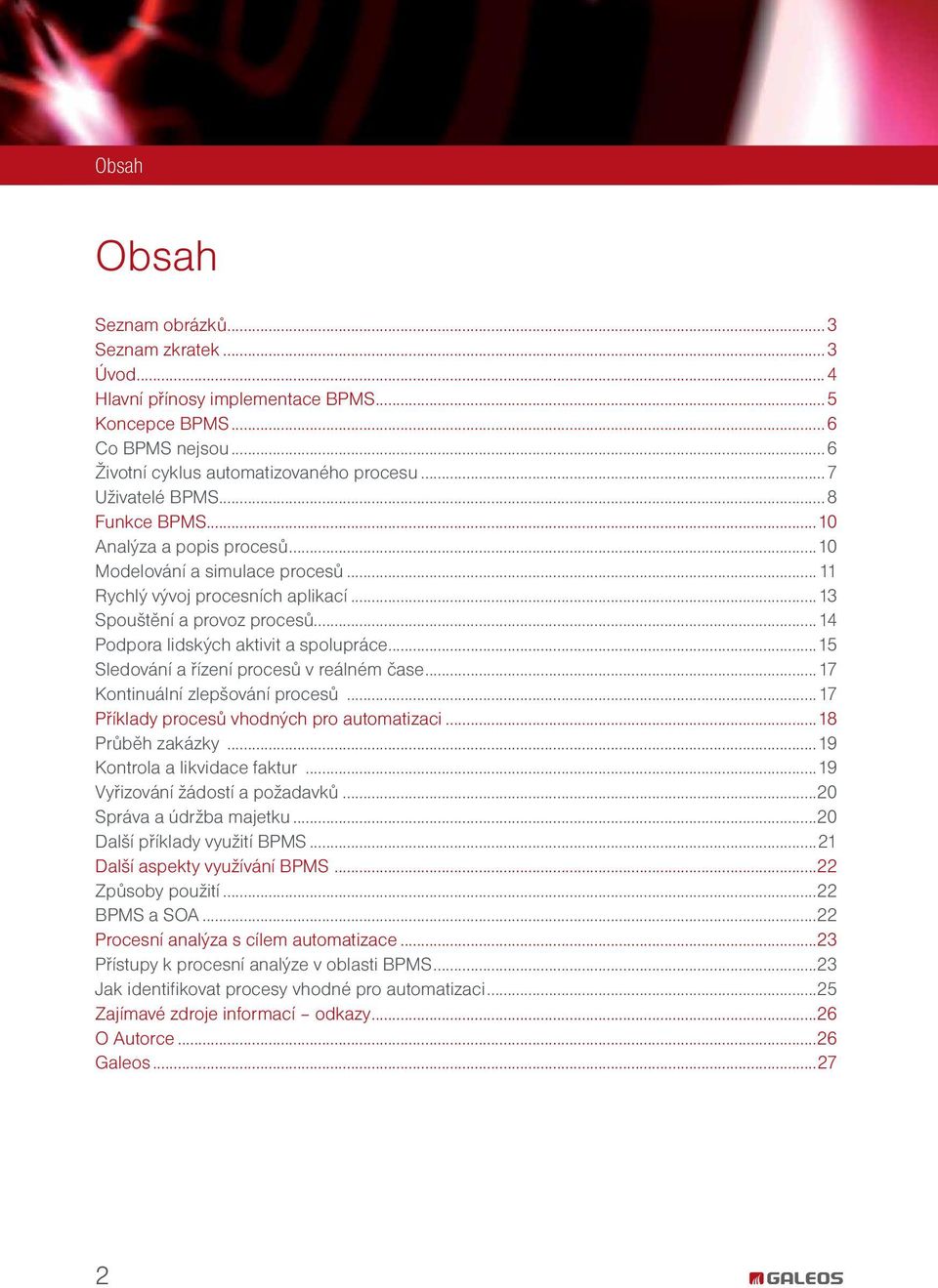 ..15 Sledování a řízení procesů v reálném čase...17 Kontinuální zlepšování procesů...17 Příklady procesů vhodných pro automatizaci...18 Průběh zakázky...19 Kontrola a likvidace faktur.