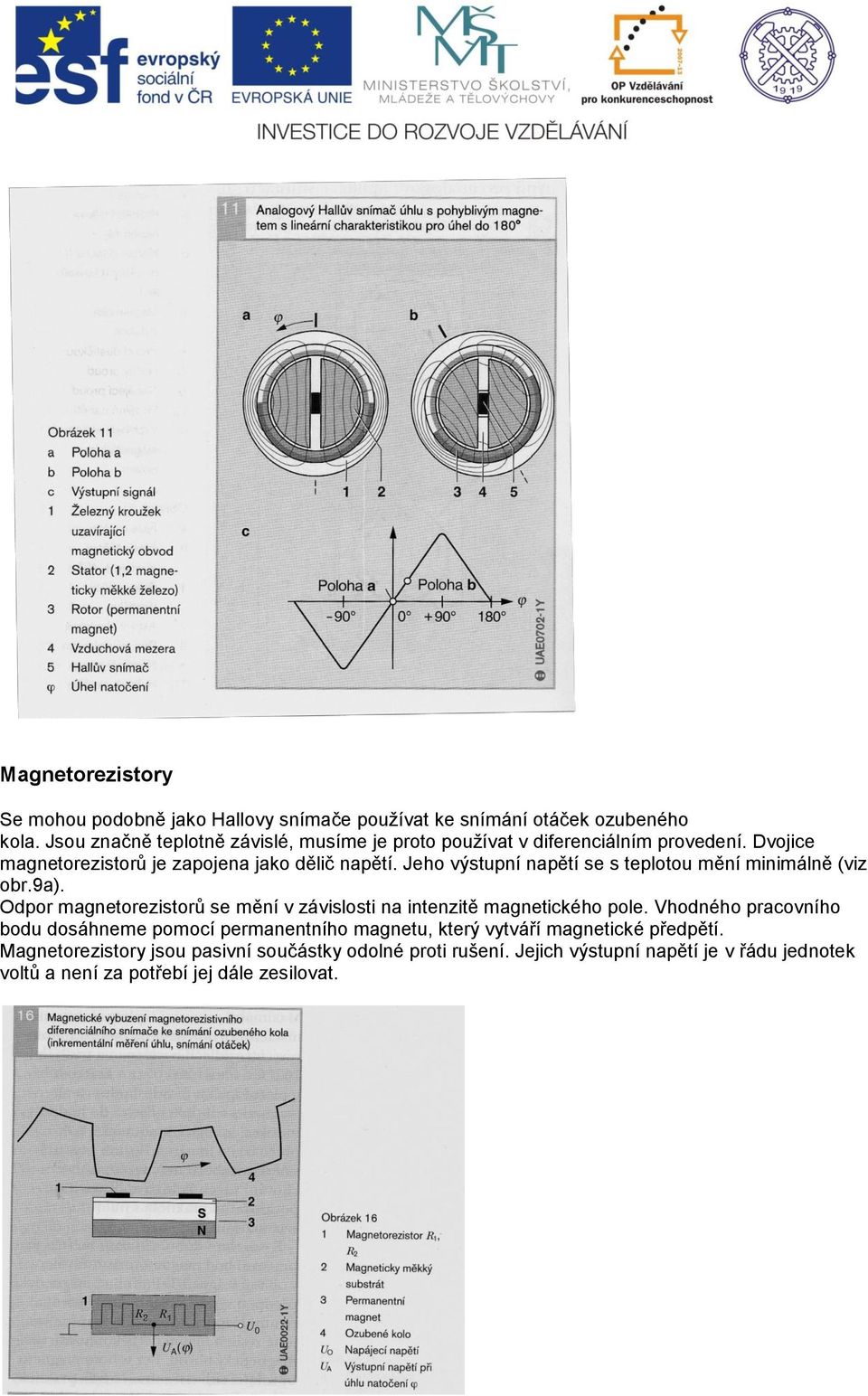 Jeho výstupní napětí se s teplotou mění minimálně (viz obr.9a). Odpor magnetorezistorů se mění v závislosti na intenzitě magnetického pole.