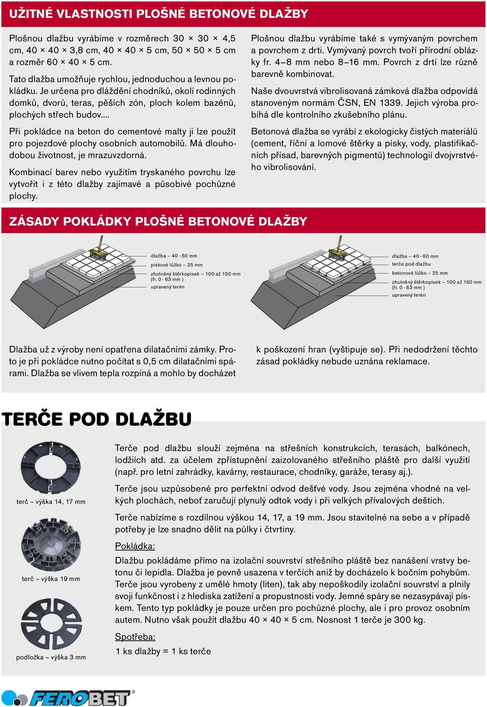 Při pokládce na beton do cementové malty ji lze použít pro pojezdové plochy osobních automobilů. Má dlouhodobou životnost, je mrazuvzdorná.