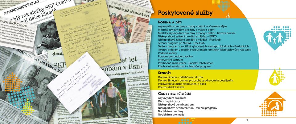 Pardubicích Terénní program v sociálně vyloučených romských lokalitách v Ústí nad Orlicí Podpora rodiny Poradna pro podporu rodiny Intervenční centrum Přechodné zaměstnání Sociální rehabilitace