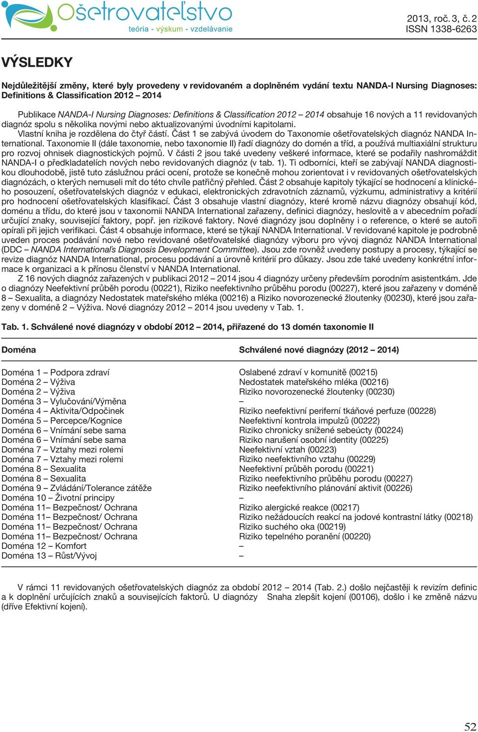 Část 1 se zabývá úvodem do Taxonomie ošetřovatelských diagnóz NANDA International.