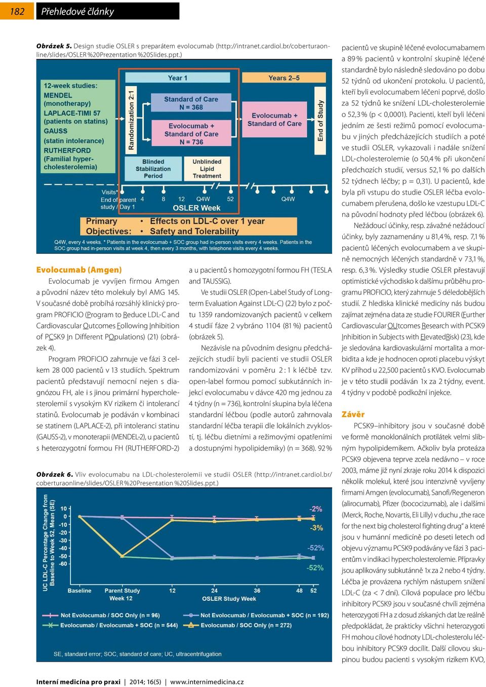 V současné době probíhá rozsáhlý klinický program PROFICIO (Program to Reduce LDL-C and Cardiovascular Outcomes Following Inhibition of PCSK9 In Different POpulations) (21) (obrázek 4).