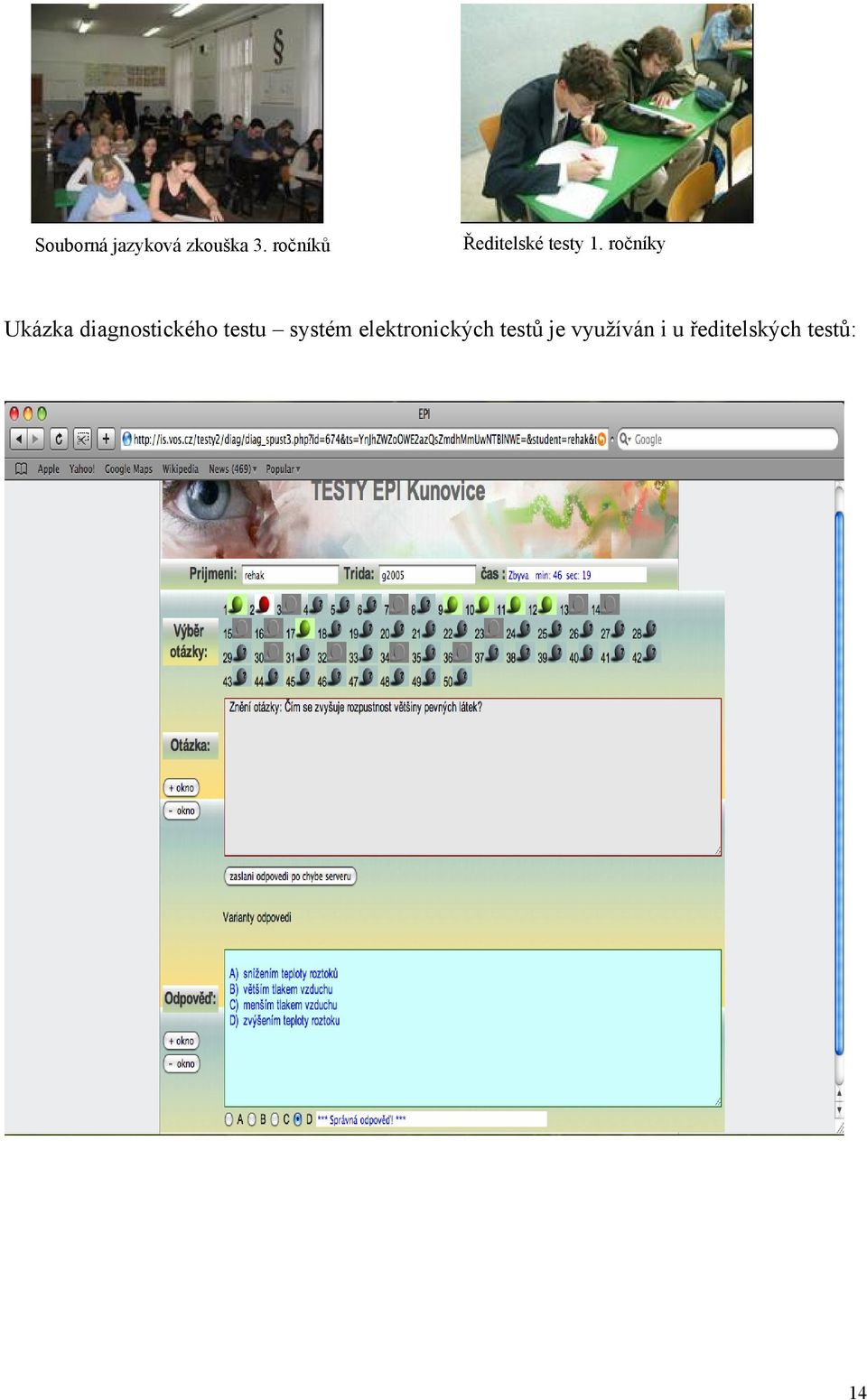 ročníky Ukázka diagnostického testu