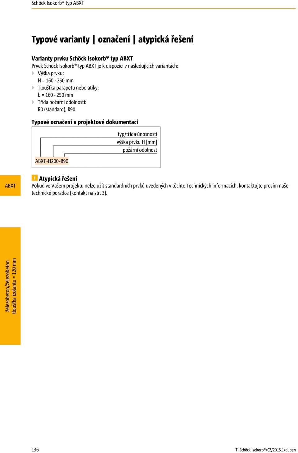 Typové označení v projektové dokumentaci -H200-R90 typ/třída únosnosti výška prvku H [mm] požární odolnost 5 Atypická řešení Pokud ve Vašem