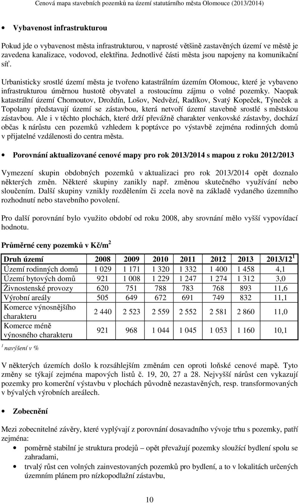 Urbanisticky srostlé území města je tvořeno katastrálním územím Olomouc, které je vybaveno infrastrukturou úměrnou hustotě obyvatel a rostoucímu zájmu o volné pozemky.