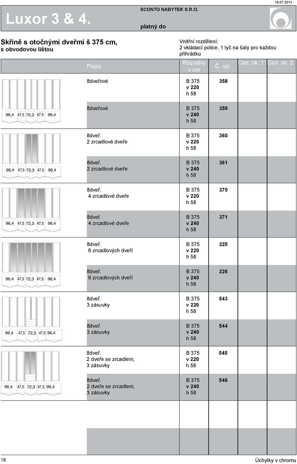 2 zrcadlové dveře B 375 v 36 8dveř. 4 zrcadlové dveře B 375 v 370 96,4 47,5 72,3 47,5 96,4 8dveř. 4 zrcadlové dveře B 375 v 37 8dveř.