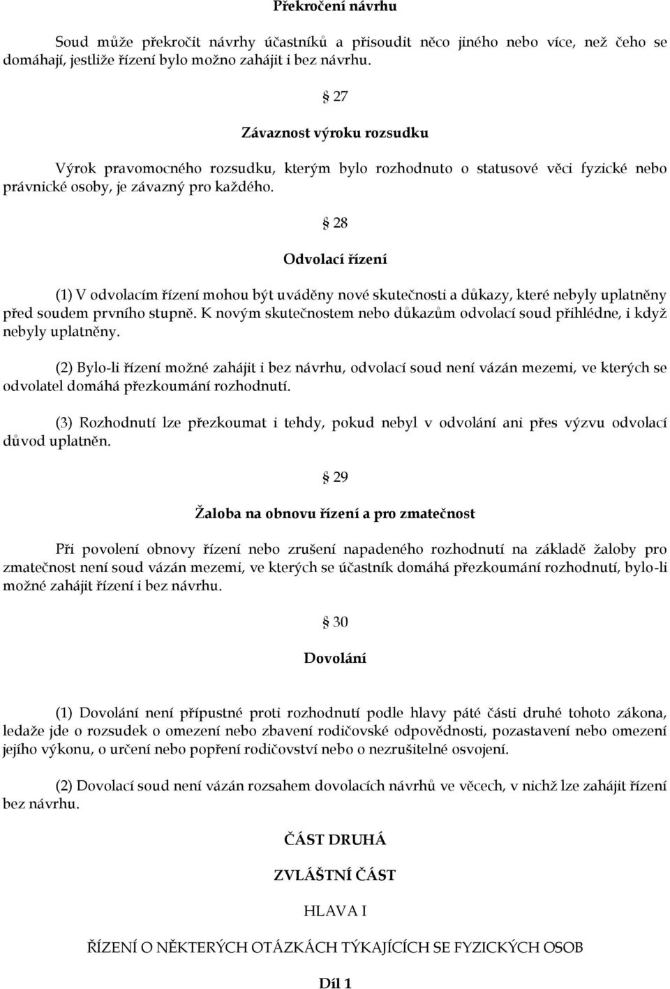 28 Odvolací řízení (1) V odvolacím řízení mohou být uváděny nové skutečnosti a důkazy, které nebyly uplatněny před soudem prvního stupně.