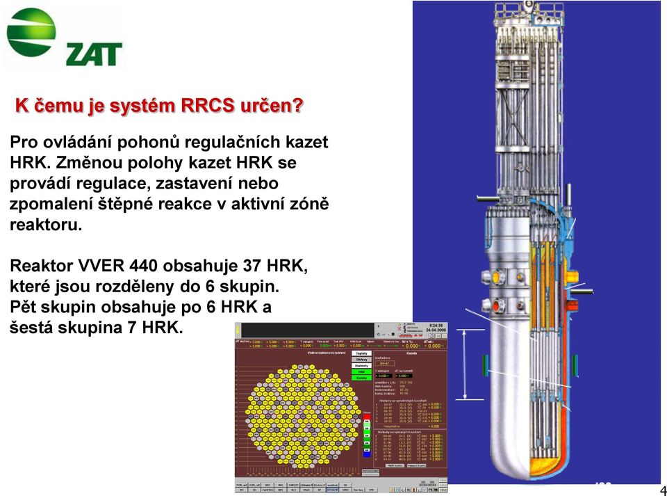 štěpné reakce v aktivní zóně reaktoru.