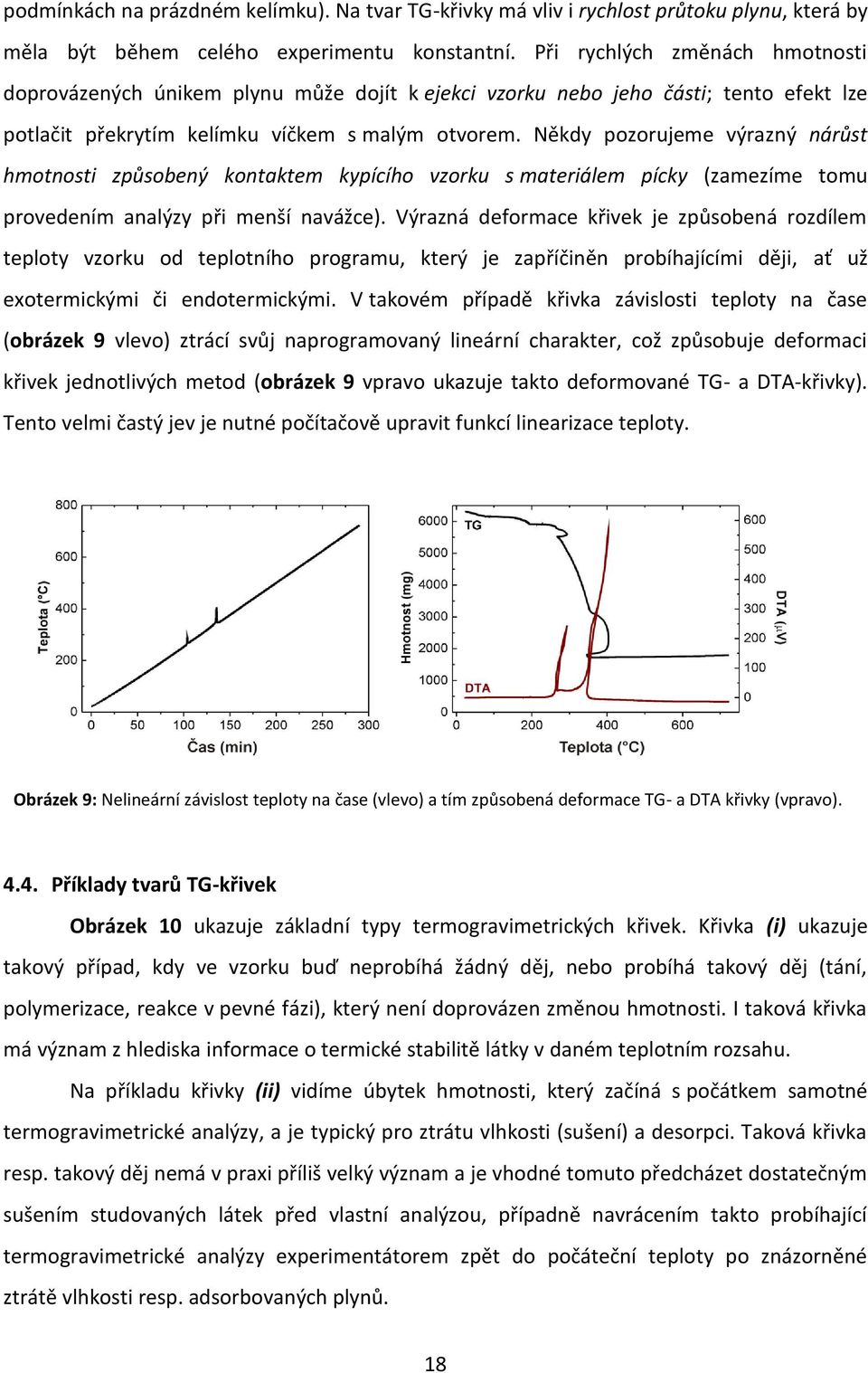 Někdy pozorujeme výrazný nárůst hmotnosti způsobený kontaktem kypícího vzorku s materiálem pícky (zamezíme tomu provedením analýzy při menší navážce).